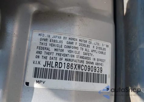 1998 Honda Cr-V Ex из США, поврежденный, VIN JHLRD186XWC090939